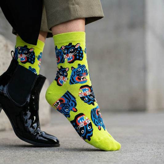 Kristina Micotti Wild Cats Women’s Art Crew Socks – Bold Artist-Designed Socks | Fun Gift for Women