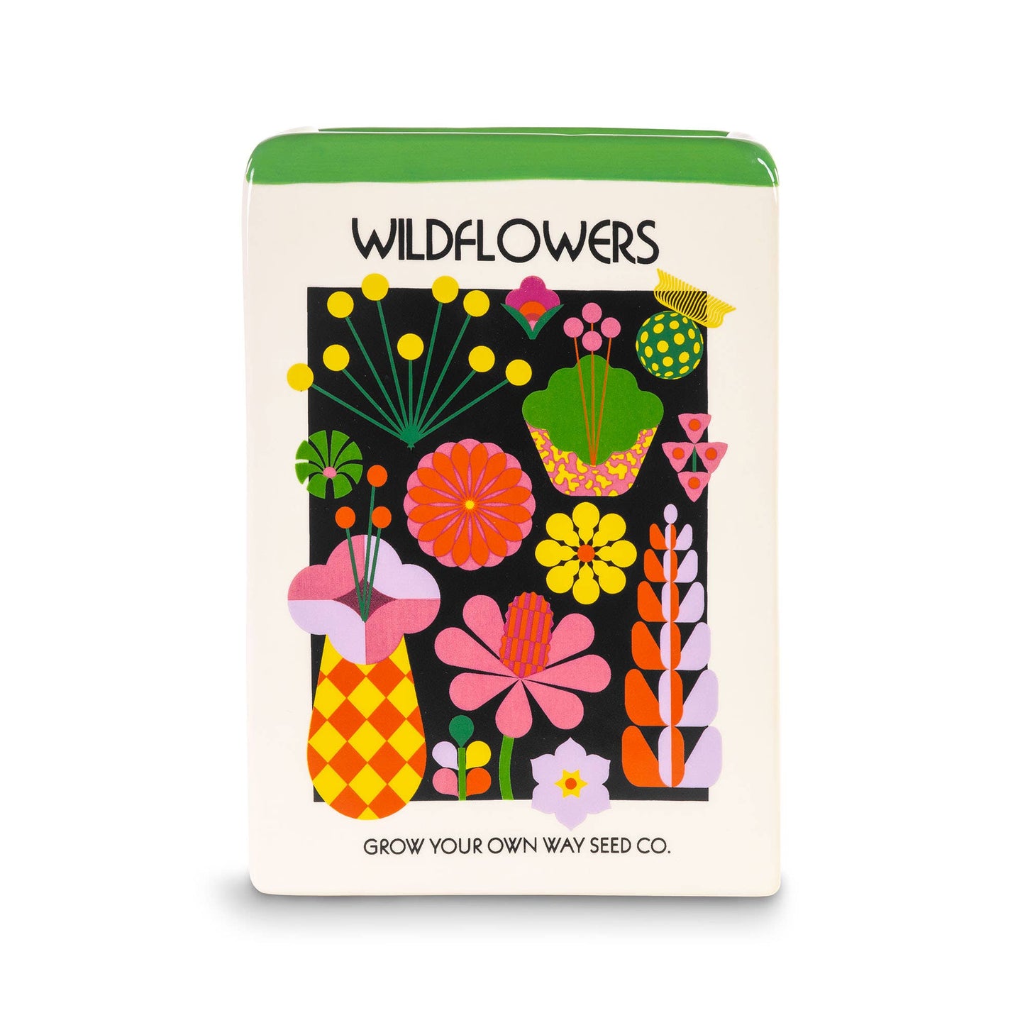 Wildflower Seeds Ceramic Vase | Shaped Like Seed Packet Home Decor