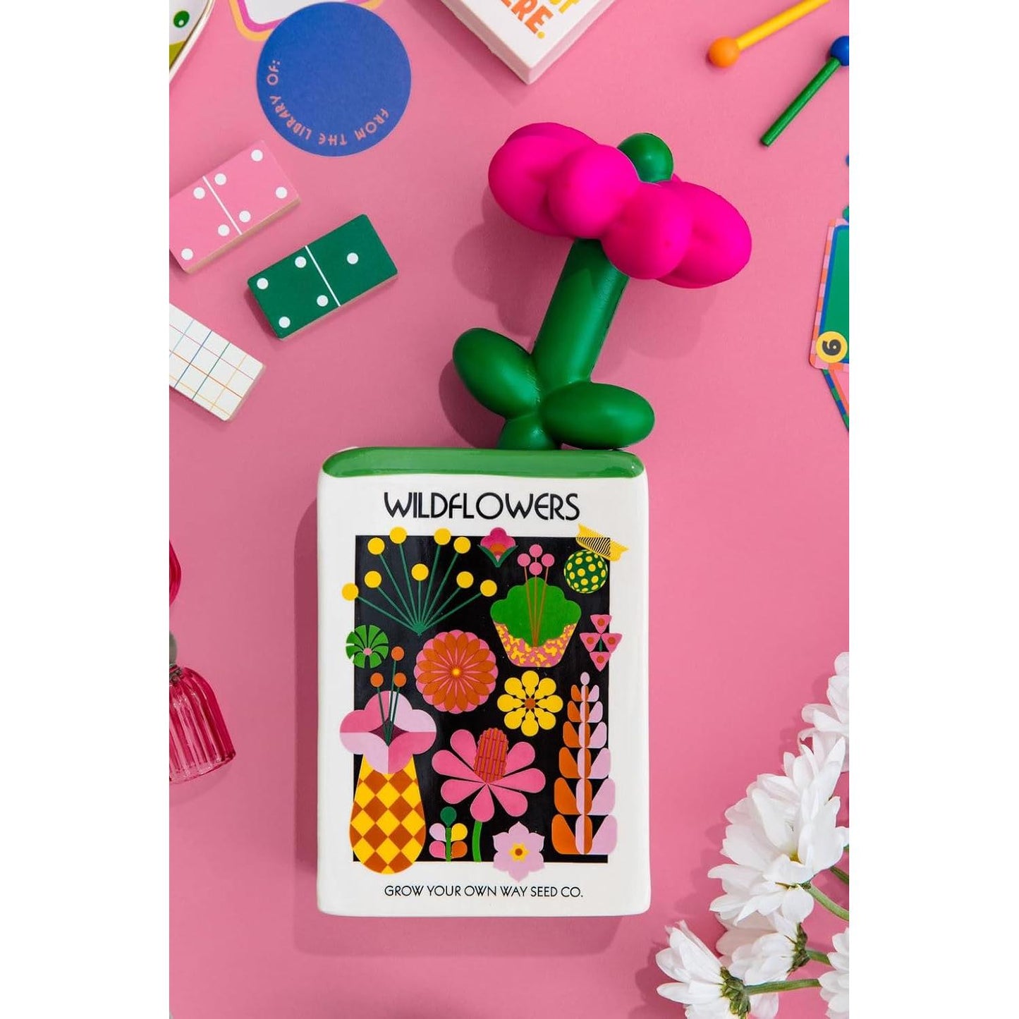 Wildflower Seeds Ceramic Vase | Shaped Like Seed Packet Home Decor