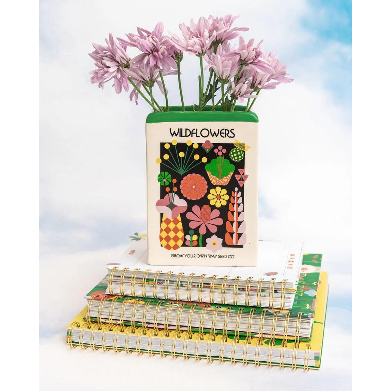 Wildflower Seeds Ceramic Vase | Shaped Like Seed Packet Home Decor