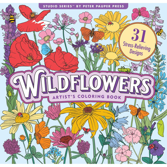 Wildflowers Adult Coloring Book | 31 Floral Designs on Premium Thick Pages for Relaxation & Creativity
