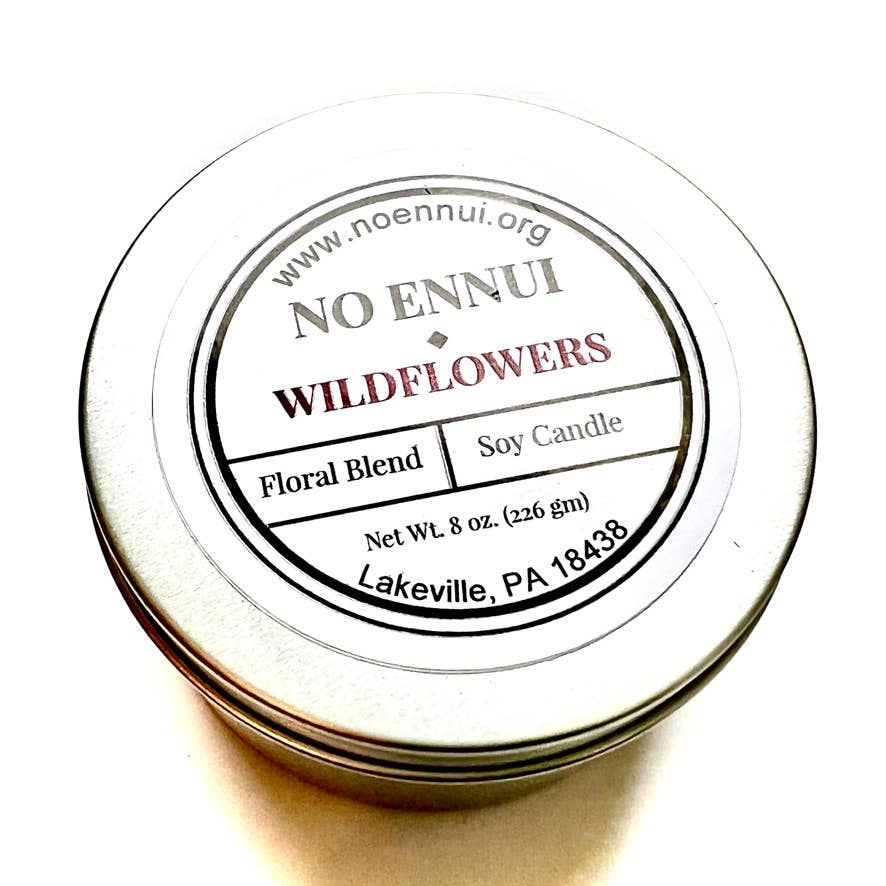 Wildflowers Botanical Soy Candle with Flowers | 4 oz Small Metal Jar Scented Candle
