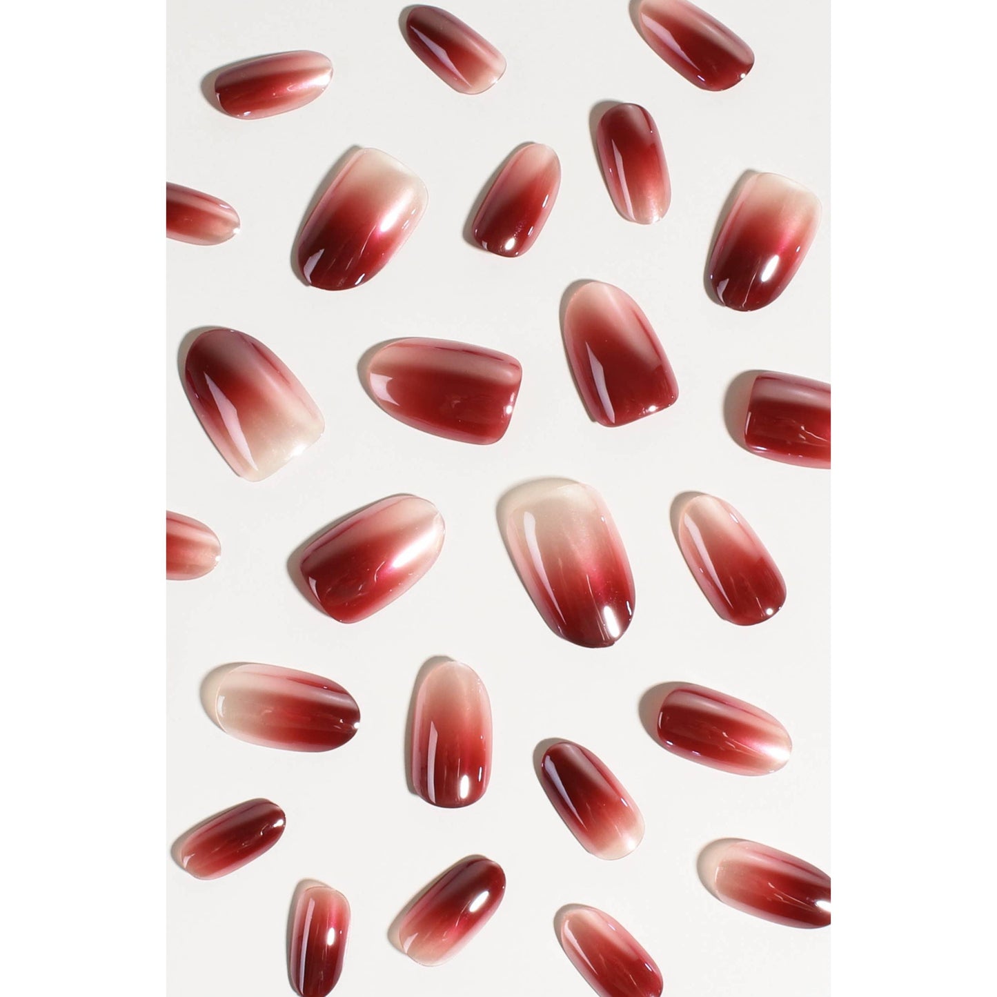Wine Frost Press-On Nails | Burgundy Chrome Gradient Nails | Reusable & Non-Toxic