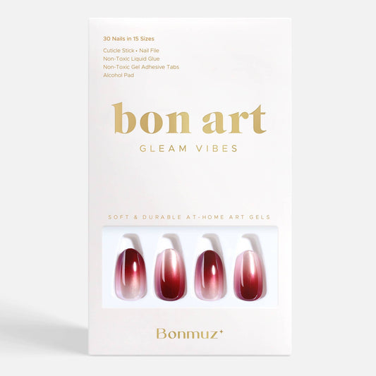 Wine Frost Press-On Nails | Burgundy Chrome Gradient Nails | Reusable & Non-Toxic