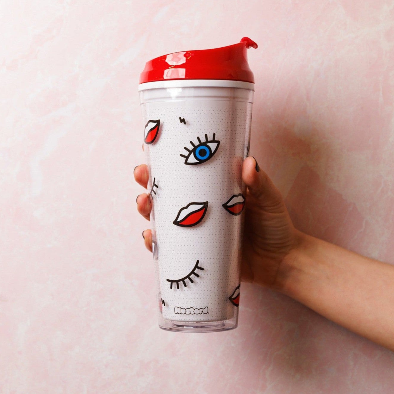 Wink Double Wall Mug Coffee Tumbler | Mod Style | BPA-Free | Gift for Her