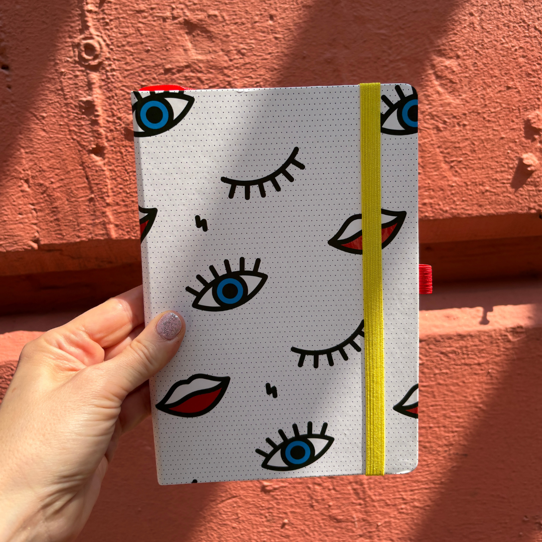 Wink Pop Art Notebook with 190 Dot Grid Pages-Mustard-The Bullish Store