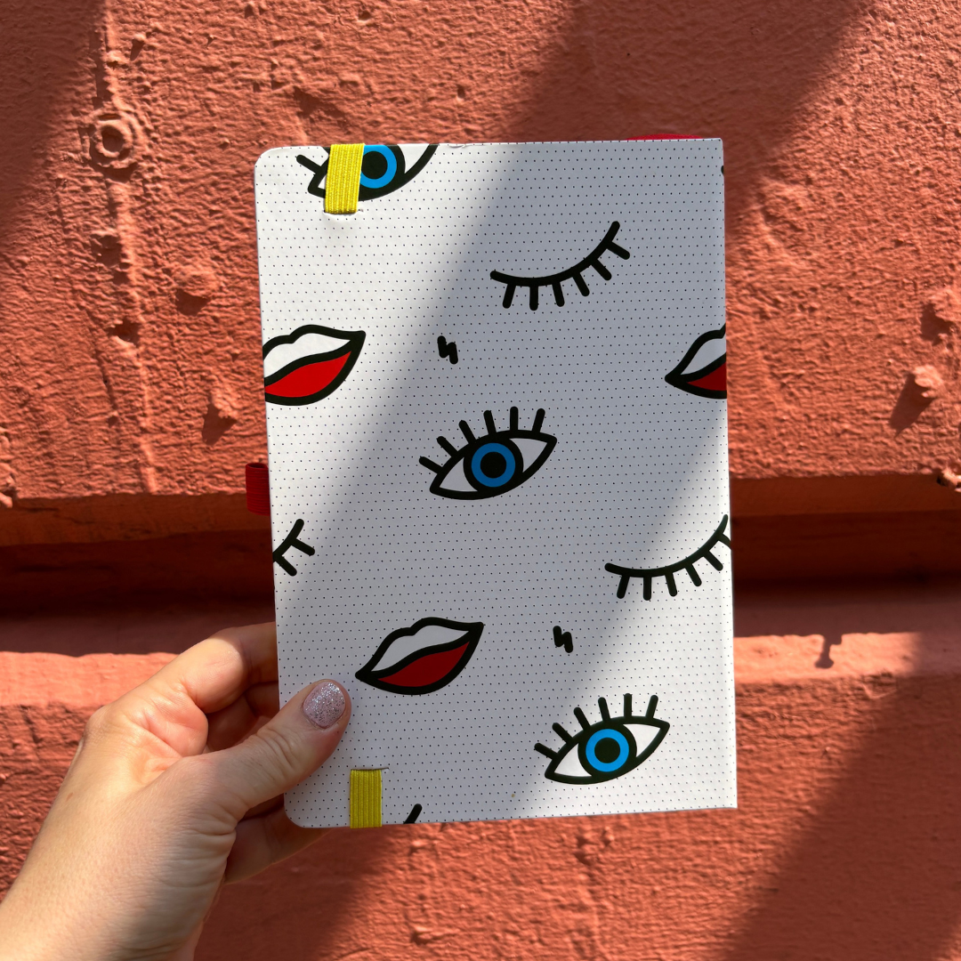 Wink Pop Art Notebook with 190 Dot Grid Pages-Mustard-The Bullish Store