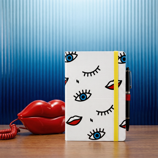Wink Pop Art Notebook with 190 Dot Grid Pages | Hardbound Journal with Elastic Closure | Gift for Her