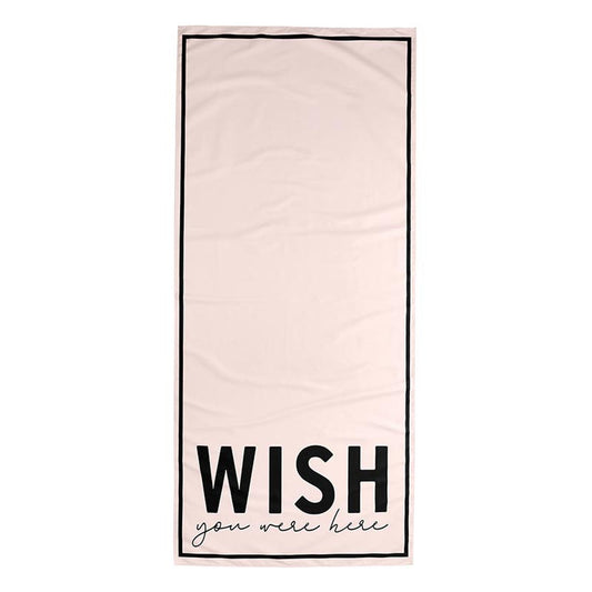 Wish You Were Here Oversized Beach Towel 78" x 35" | Quick Dry Absorbent Microfiber | Carry Bag