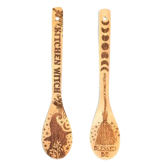 Witchy Bamboo Wooden Spoon | Eco-friendly Kitchen Utensils | Halloween Theme Decor