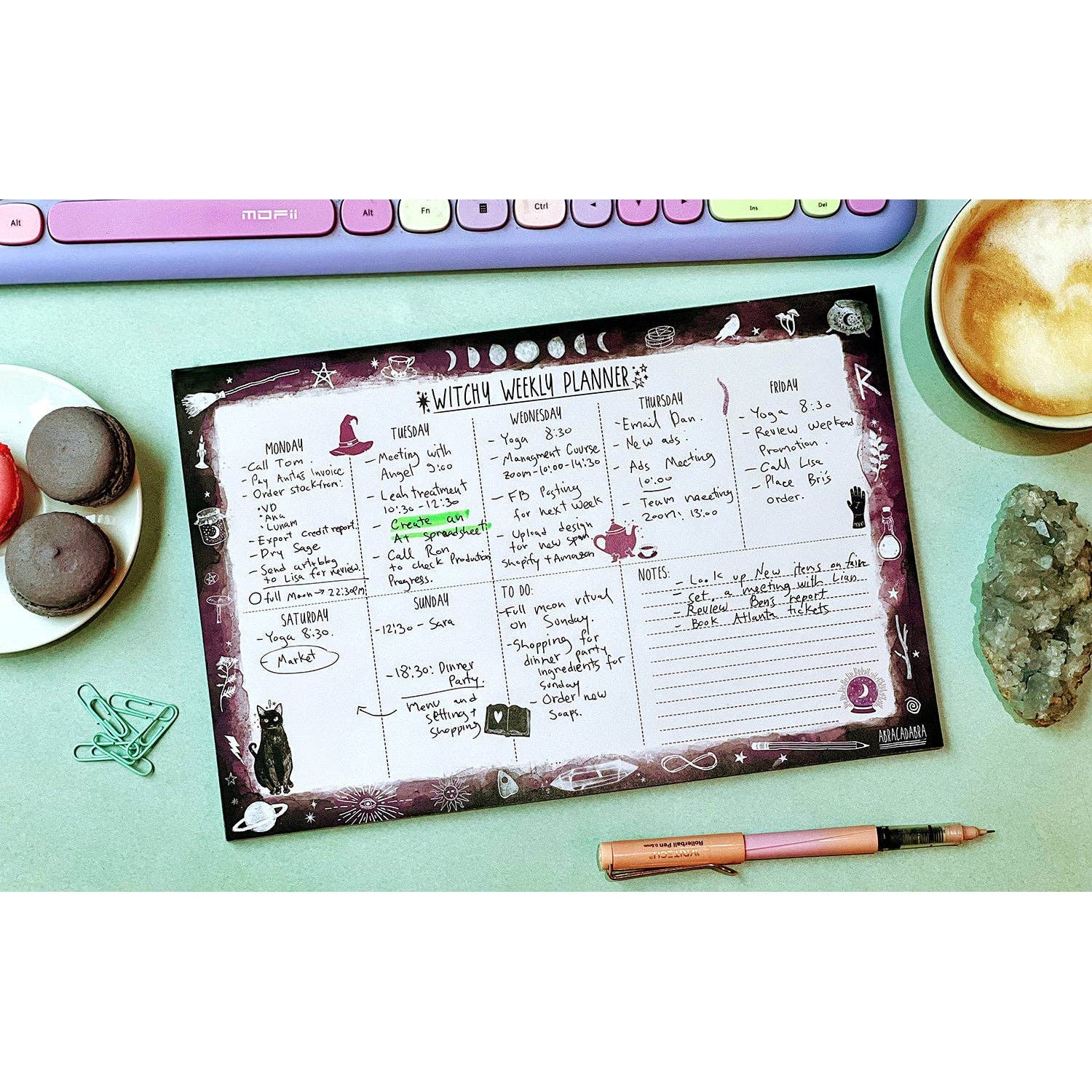 Witchy Weekly Planner | Desk Goth Office Accessories 8" x 11.6"