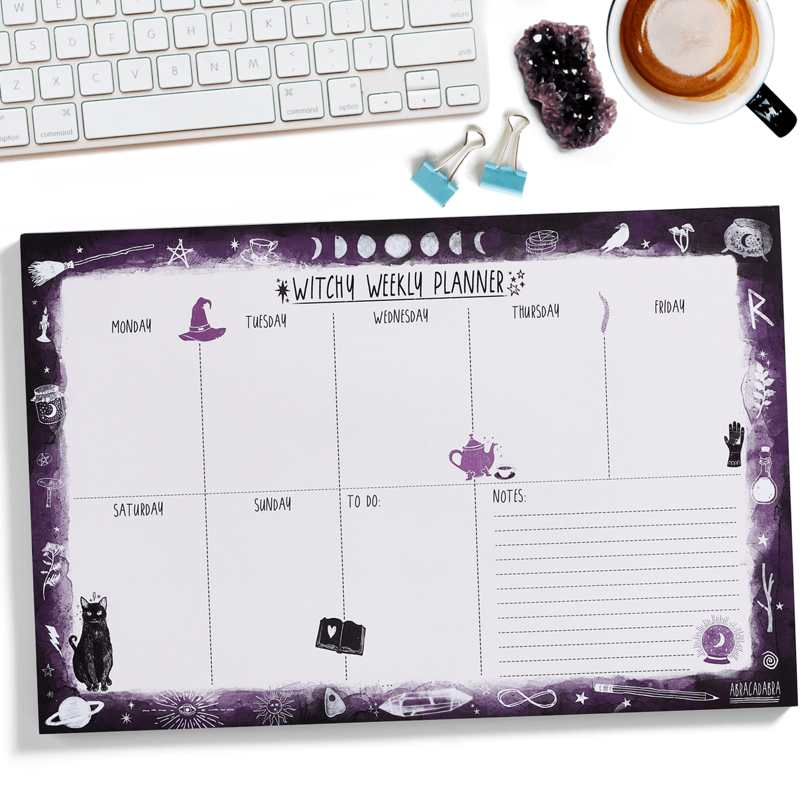 Witchy Weekly Planner | Desk Goth Office Accessories 8" x 11.6"