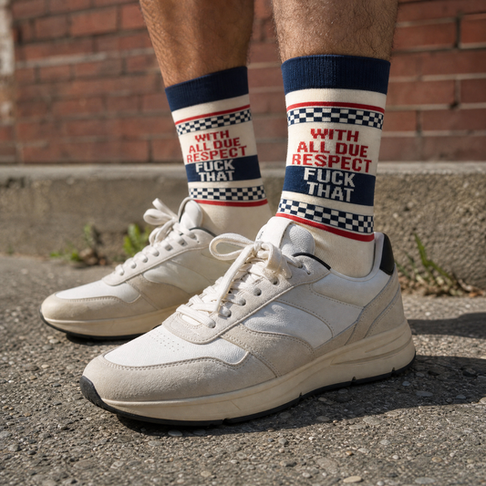 With All Due Respect Fuck That Unisex Socks | Funny Questionables Retro Crew Socks
