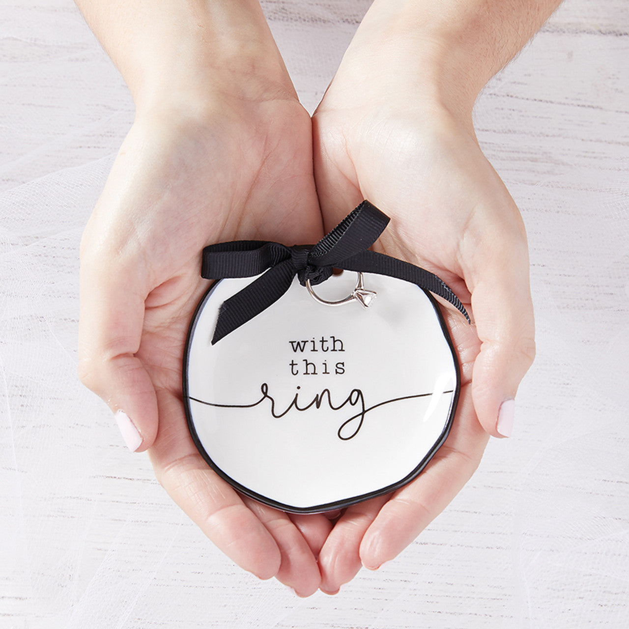 With This Ring Ceramic Ring Bearer Dish | Jewelry Tray Holder | Unique Wedding Ring Dish