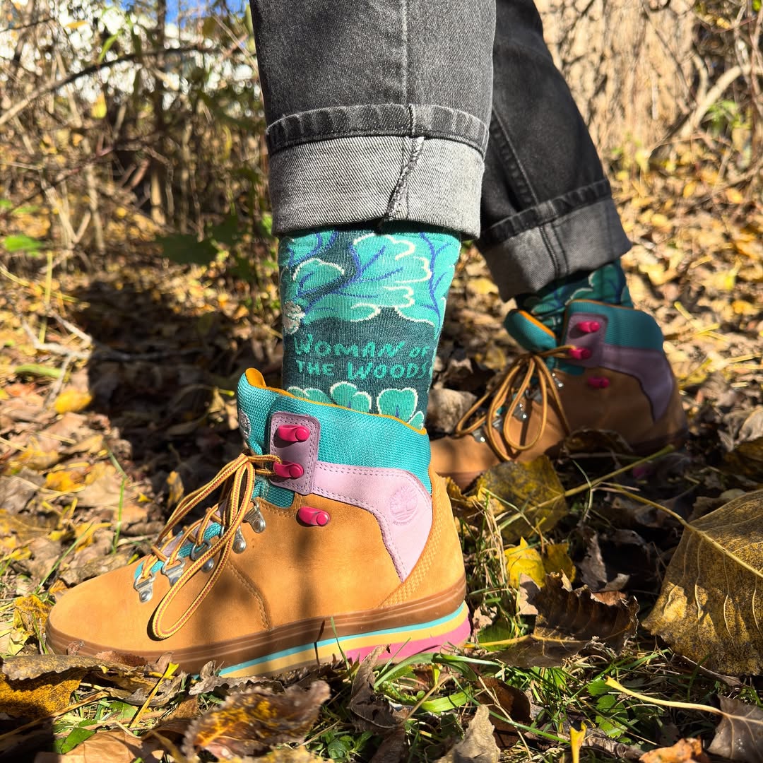 Woman Of The Woods Women's Crew Socks | Novelty Funny Socks | BlueQ at GetBullish