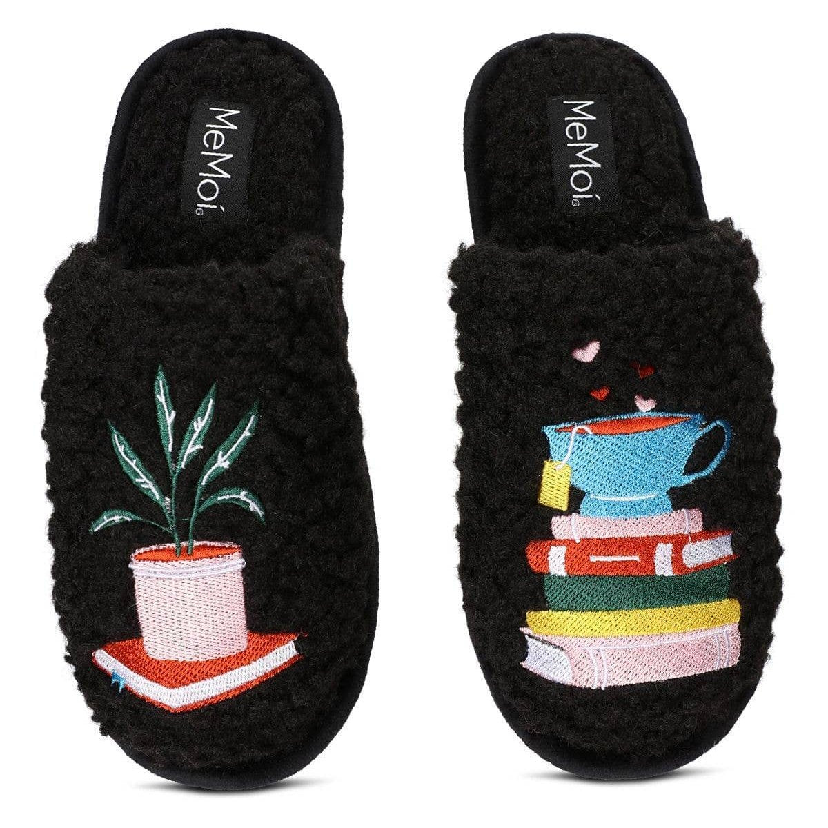 Women's Book Club Plush Slippers | Slip-On House Shoes [Sizes SM-L]