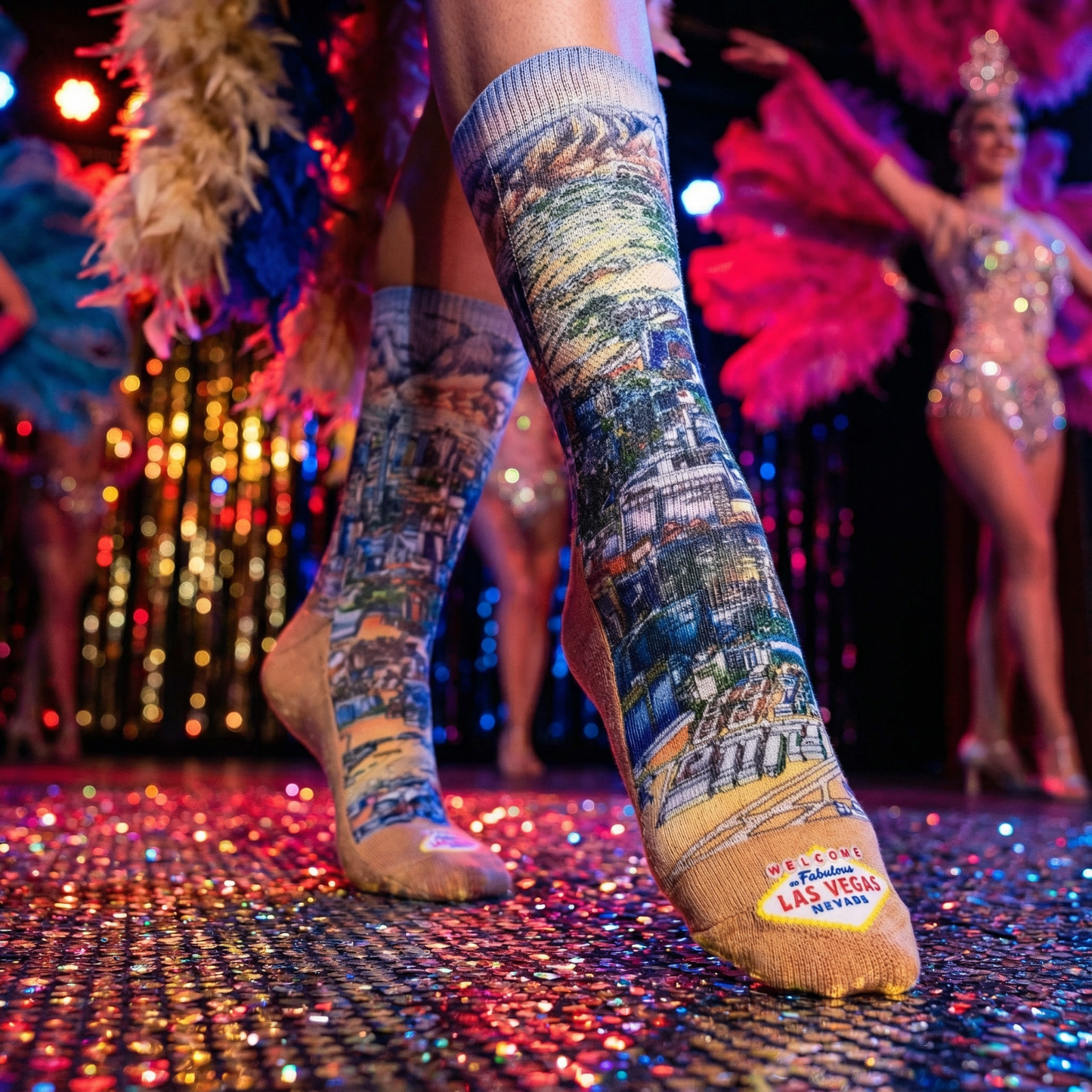 Women's Las Vegas Socks | Colorful Vegas Skyline Crew Socks