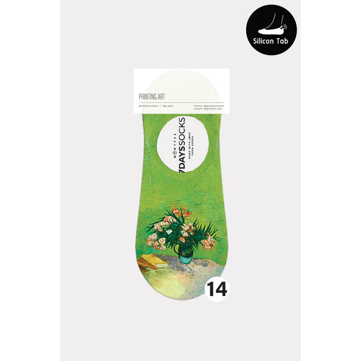 Women's No Show Famous Painting Printing Socks| Art-Inspired Cotton Blend Comfort