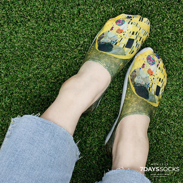 Women's No Show Famous Painting Printing Socks| Art-Inspired Cotton Blend Comfort