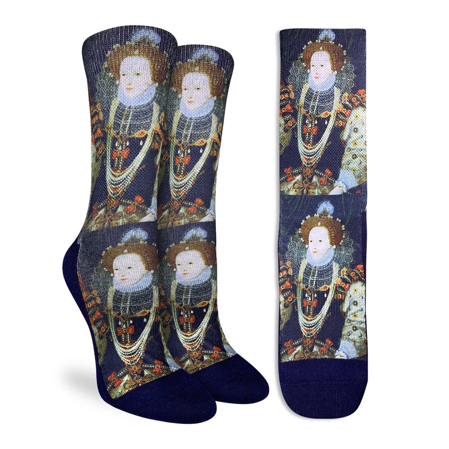Women's Queen Elizabeth I Socks | Historic Portrait Novelty Crew Socks