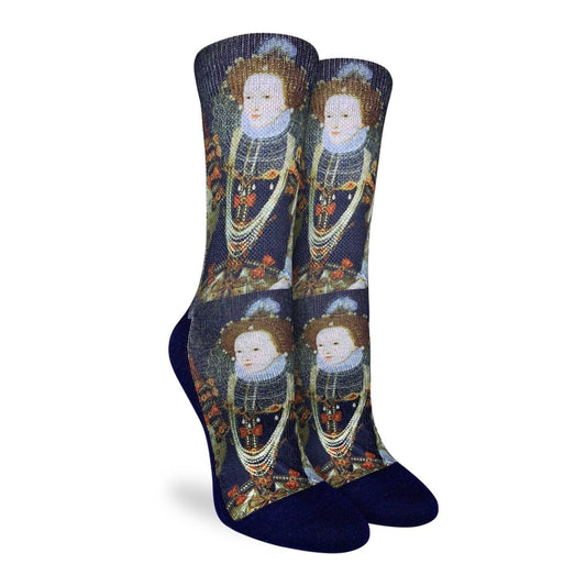 Women's Queen Elizabeth I Socks | Historic Portrait Novelty Crew Socks