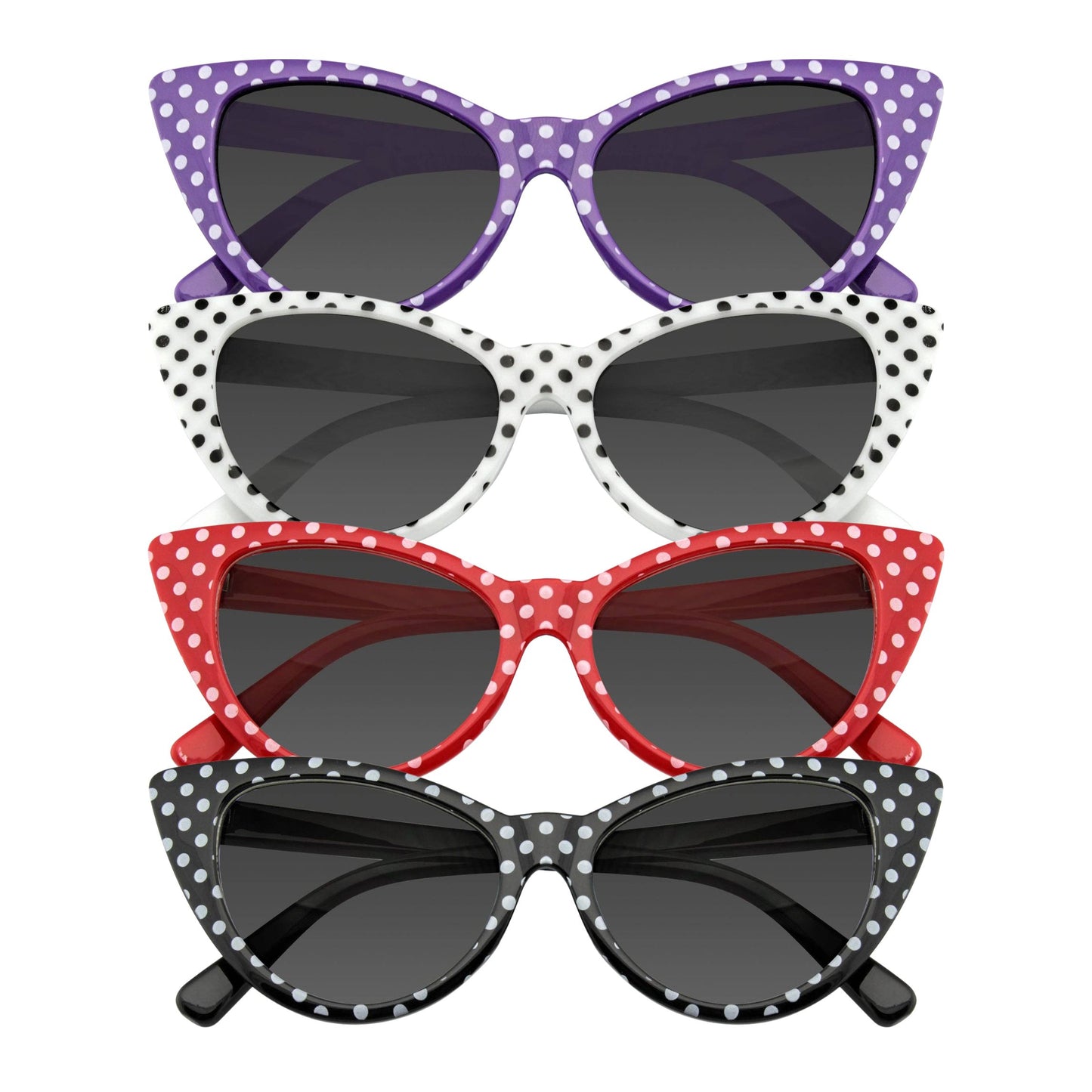 Women's Retro Rockabilly Polka Dot Cat Eye Sunglasses