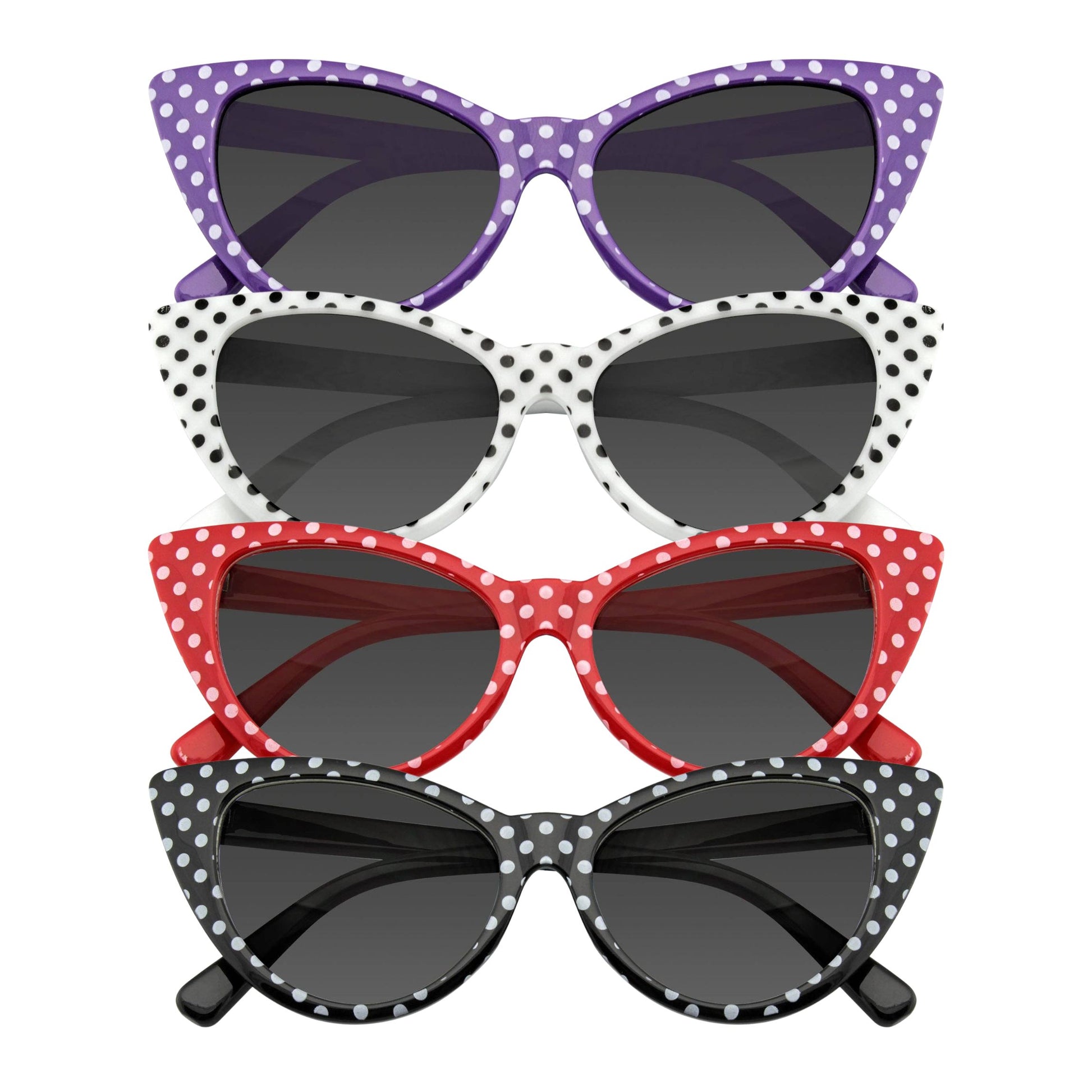 Women's Retro Rockabilly Polka Dot Cat Eye Sunglasses