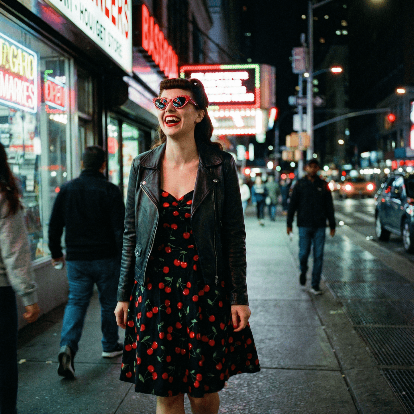 Women's Retro Rockabilly Polka Dot Cat Eye Sunglasses