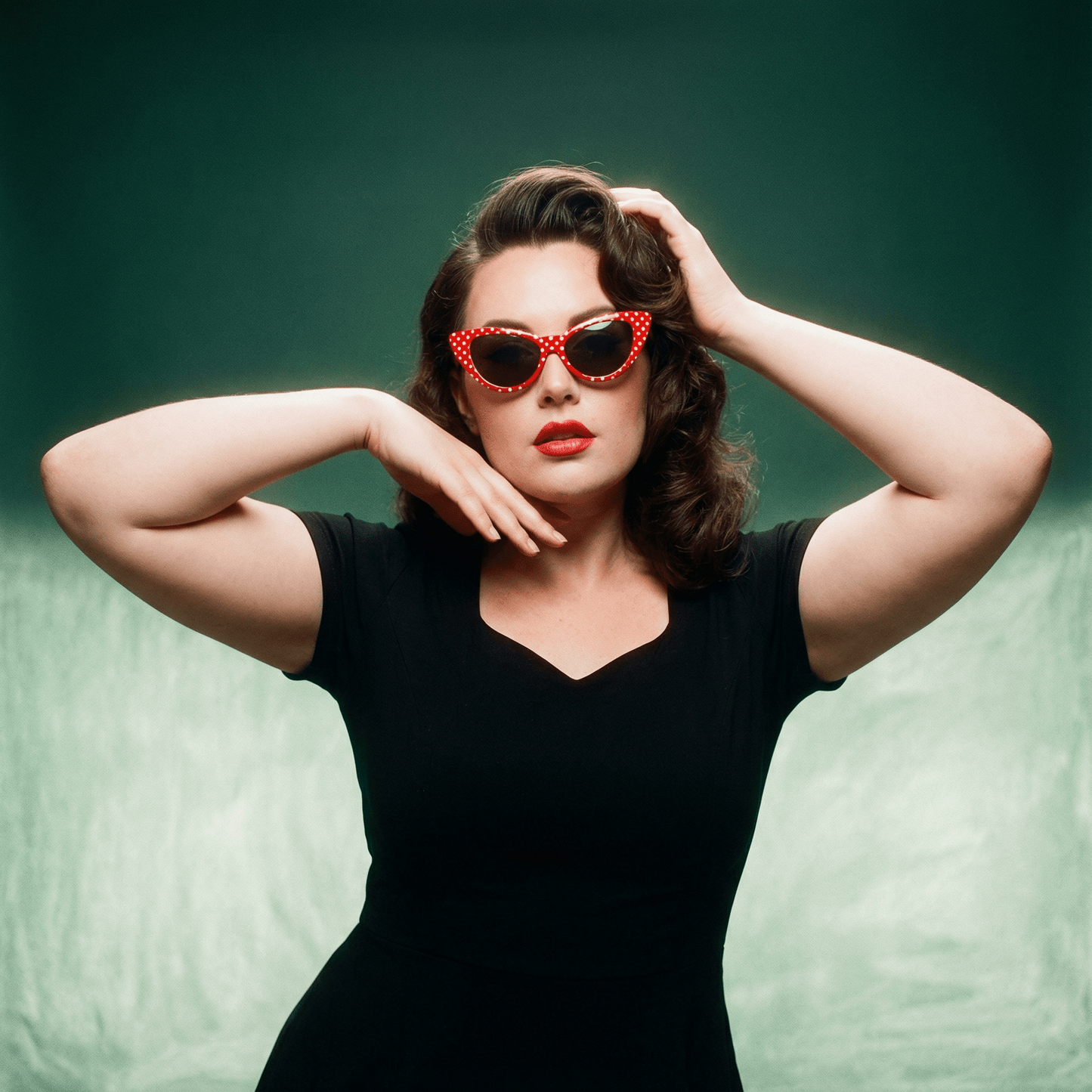 Women's Retro Rockabilly Polka Dot Cat Eye Sunglasses