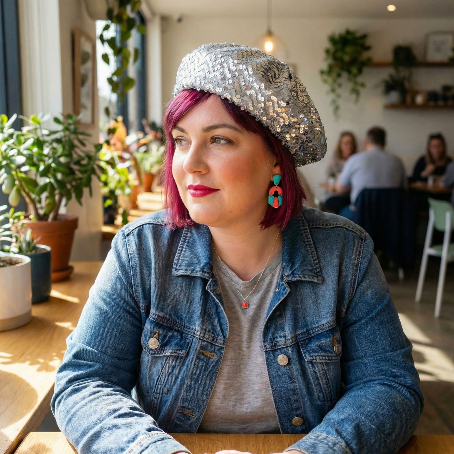 Women’s Sequin Beret Hat | Winter Beret in Black, Silver or Dark Silver