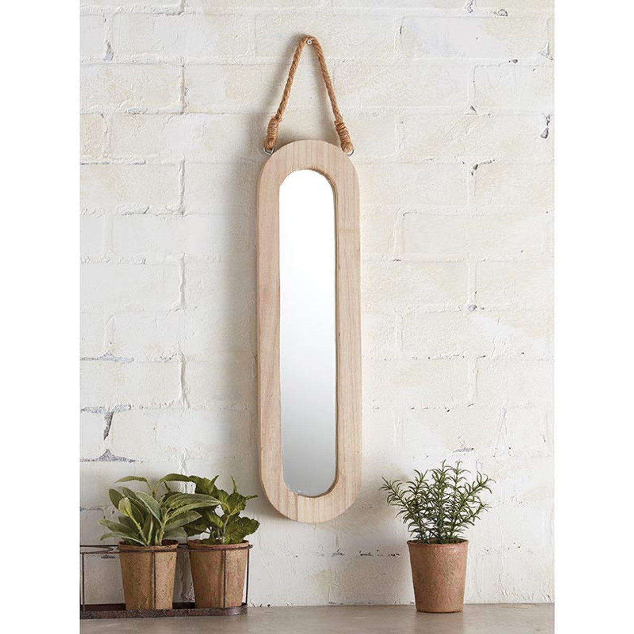 Wooden Oval Hanging Mirror | Minimalist Wall Mirror