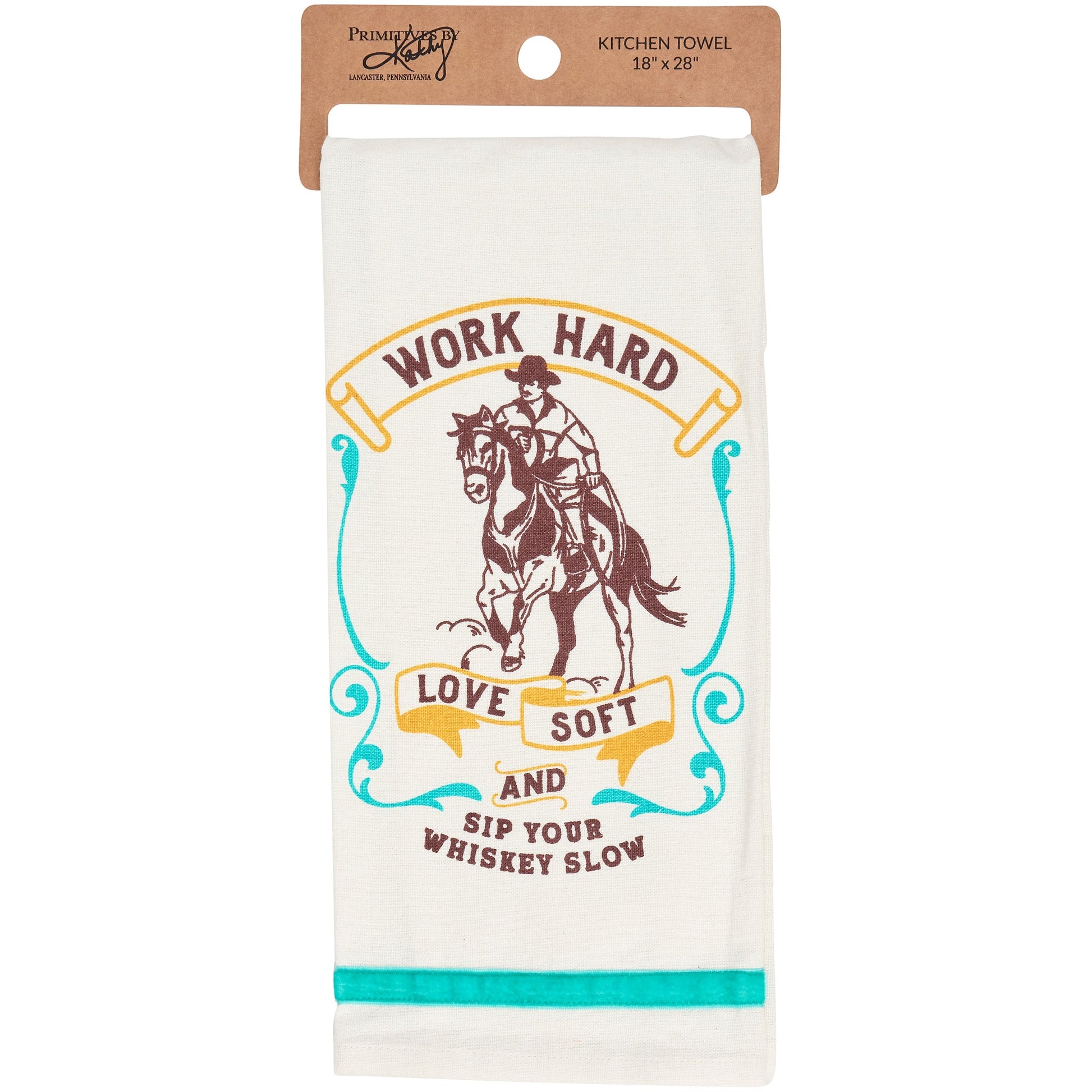 Work Hard Love Soft Sip Your Whiskey Slow Kitchen Towel | Cowboy Western-Themed Tea Hand Dish Cloth