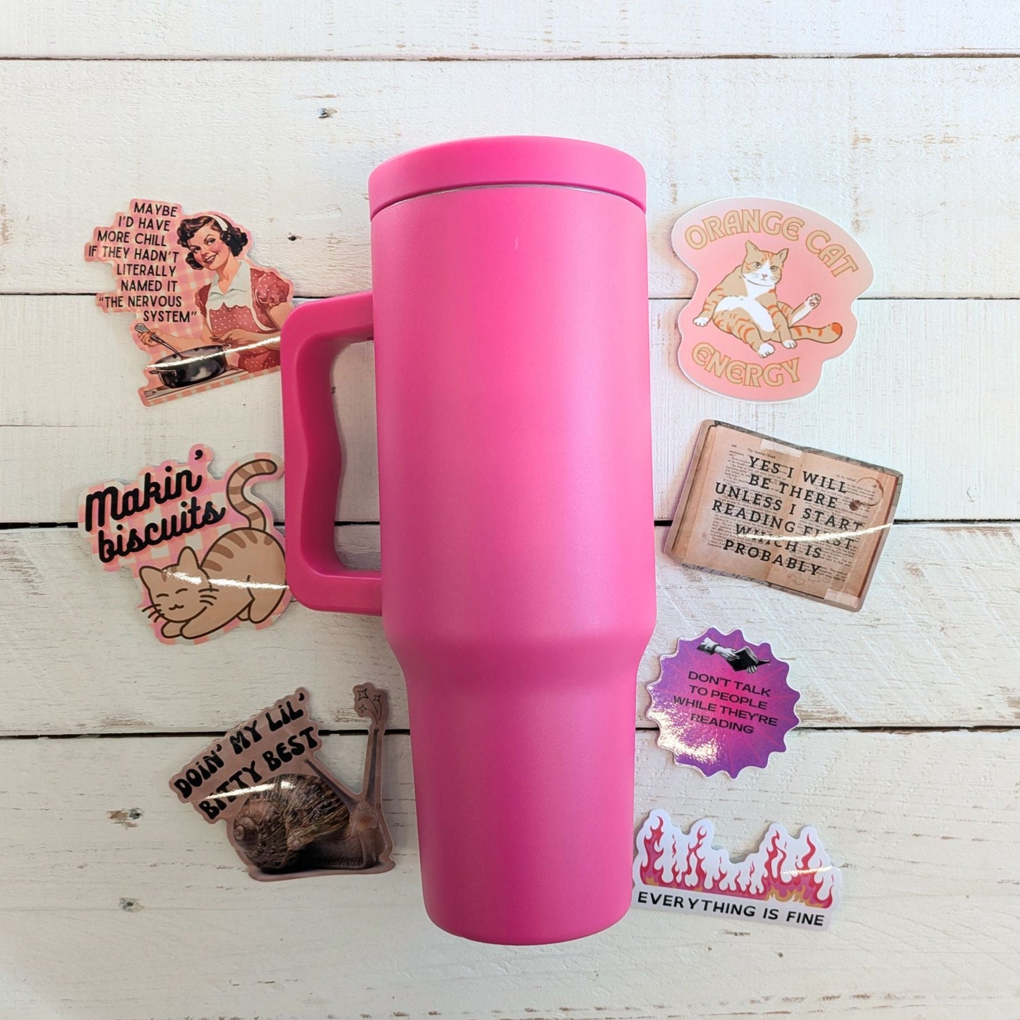 World’s Best Cup: The GetBullish Monocolor Sticker Tumbler 40 Oz Handle Travel Mug - Choose Your Own Sticker Pack