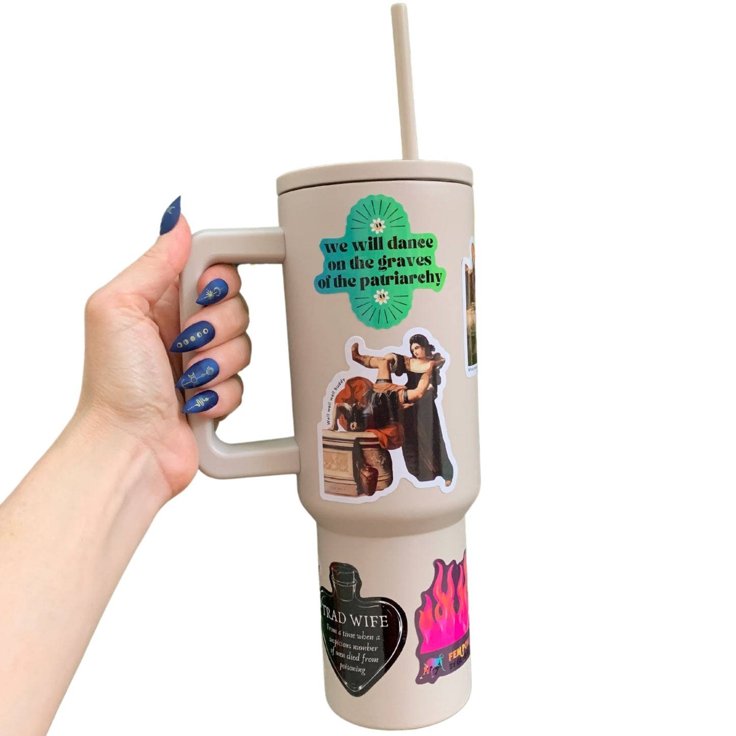 World’s Best Cup: The GetBullish Monocolor Sticker Tumbler 40 Oz Handle Travel Mug - Choose Your Own Sticker Pack