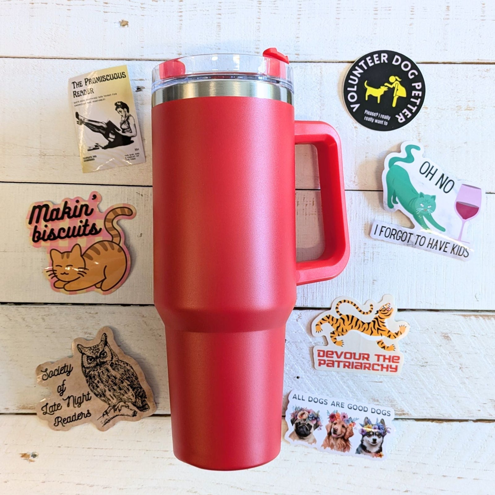 World’s Best Cup: The GetBullish Sticker Tumbler 40 Oz Handle Travel Mug - Choose Your Own Sticker Pack