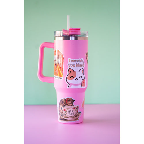 World’s Best Cup: The GetBullish Sticker Tumbler 40 Oz Handle Travel Mug - Choose Your Own Sticker Pack