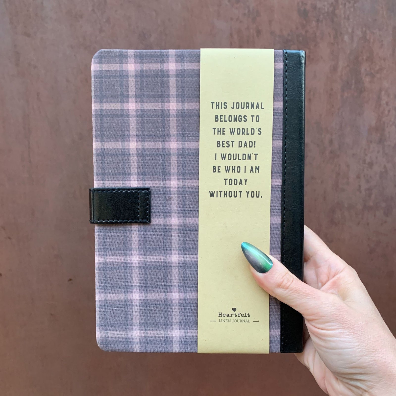 World's Best Dad Strap Journal | Gifts for Him | Plaid Vegan Leather Bound