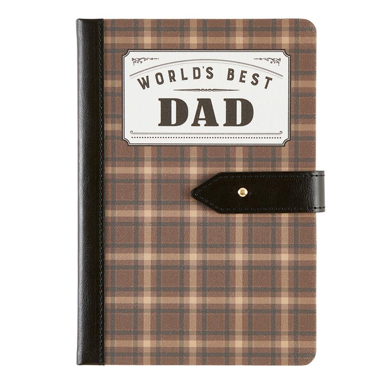 World's Best Dad Strap Journal | Gifts for Him | Plaid Vegan Leather Bound