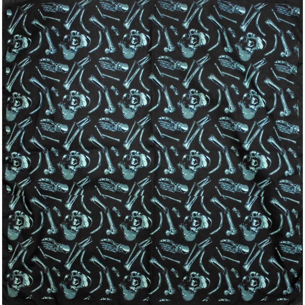 X-Ray Body Parts Bandana | Black & Light Blue Print | Sourpuss Gothic Punk Rock Accessory