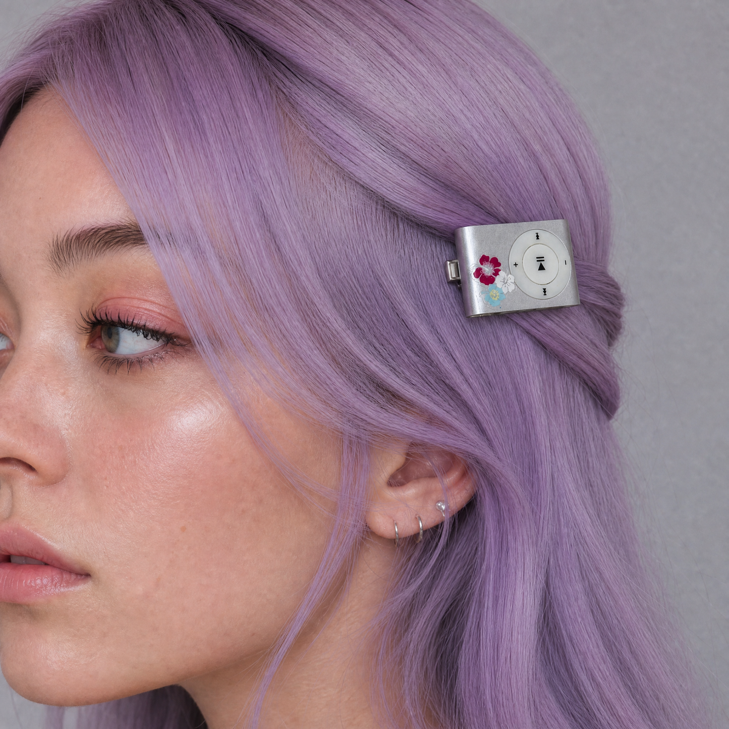 Y2K MP3 Mini Hair Clip | Kawaii Bedazzled Barrette | 1.5" | Sold Individually