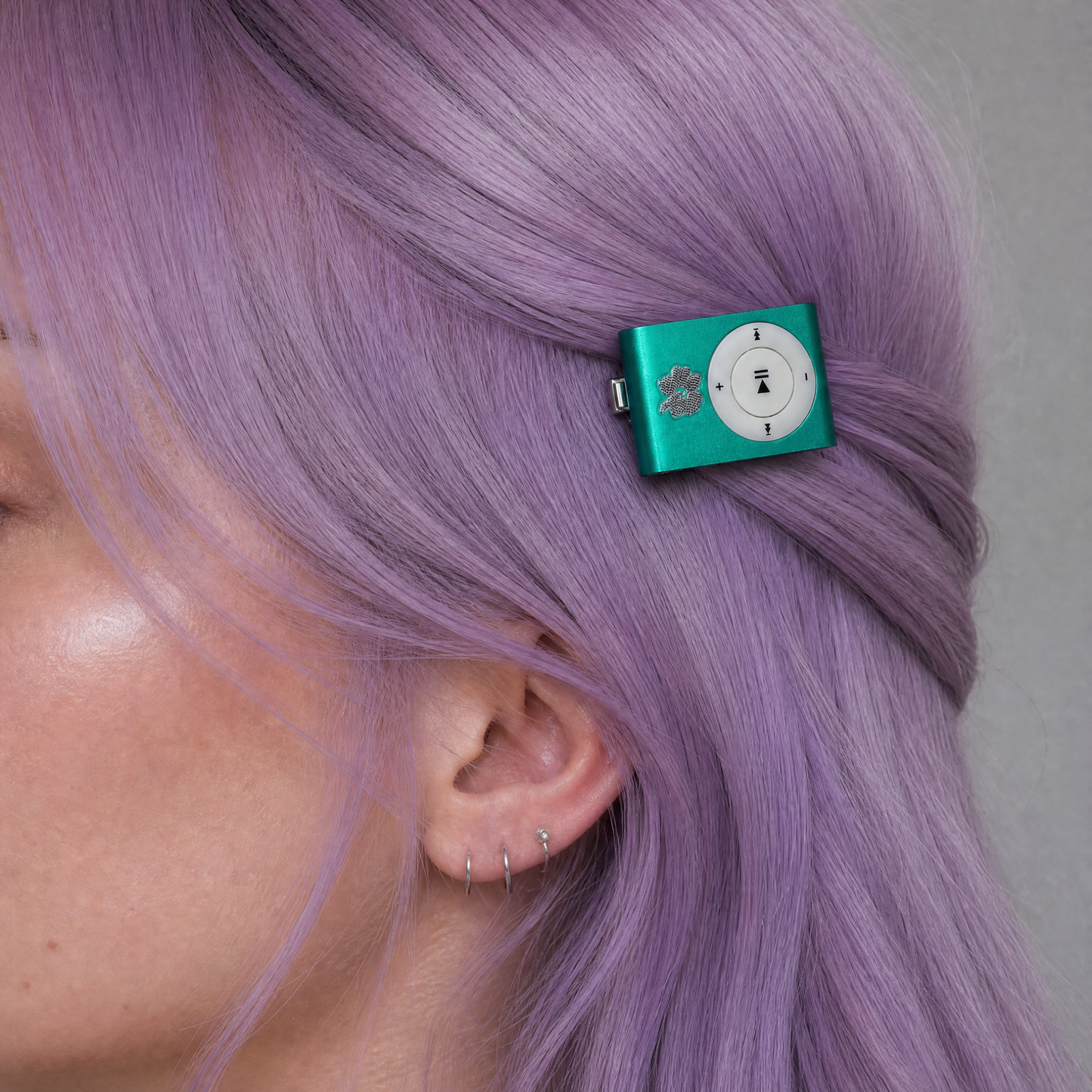 Y2K MP3 Mini Hair Clip | Kawaii Bedazzled Barrette | 1.5" | Sold Individually