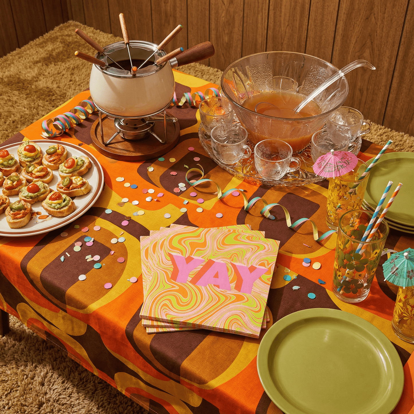 Yay Swirl Beverage Napkins | Party Cocktail Paper Napkin | 5"