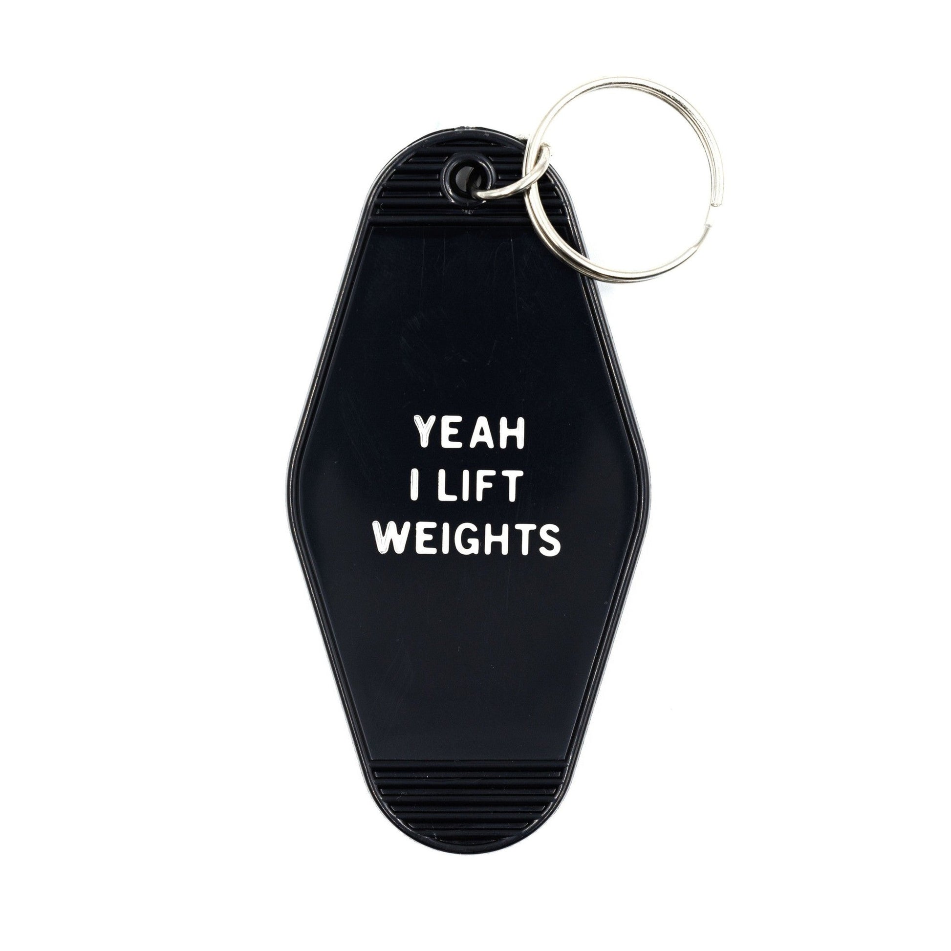 Yeah I Lift Weights Black Motel Style Keychain