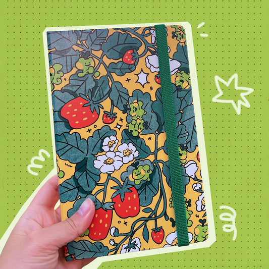 Yellow Strawberry Notebook ✿ Dot Grid A5