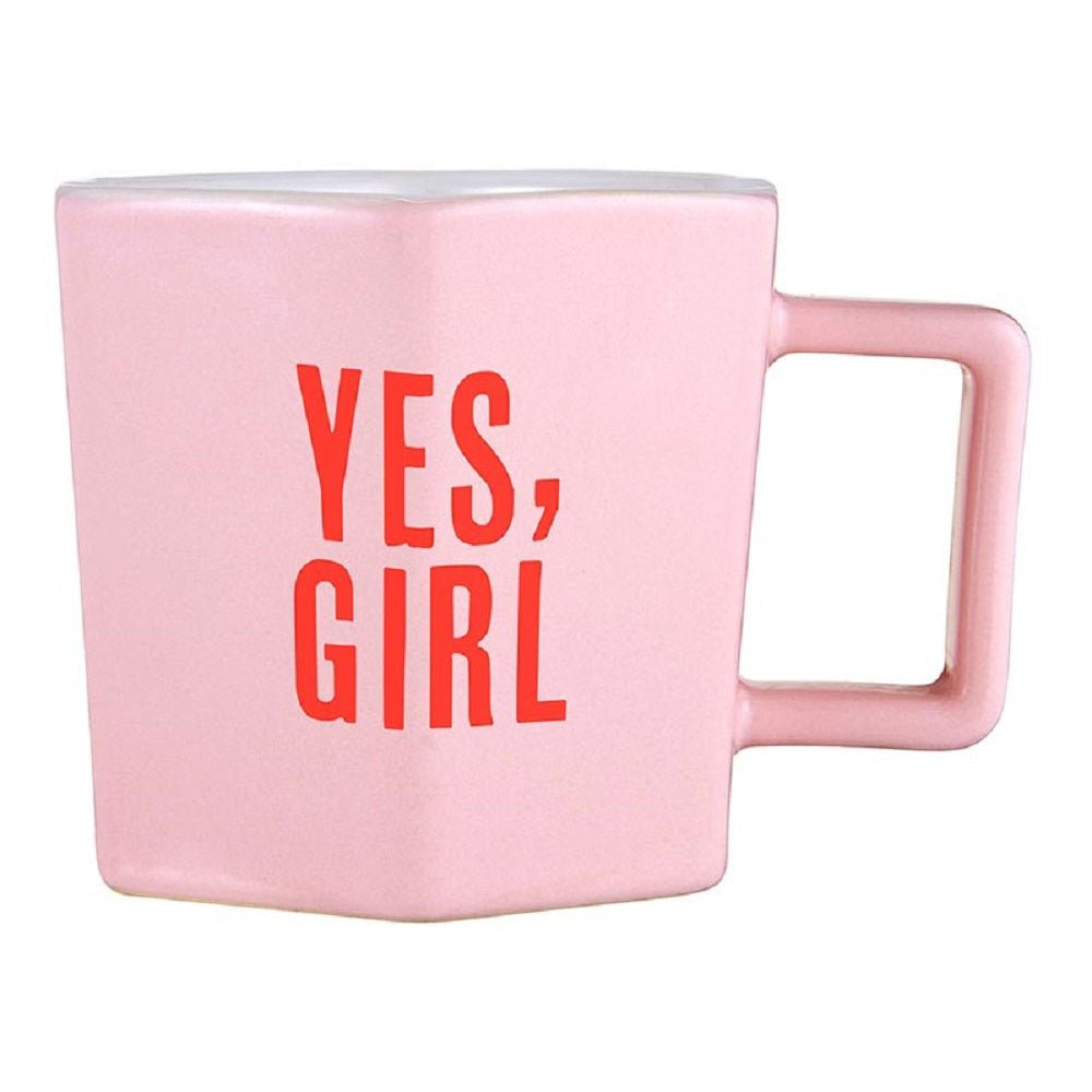 Yes, Girl Hexagon Mug & Saucer Set in Pink