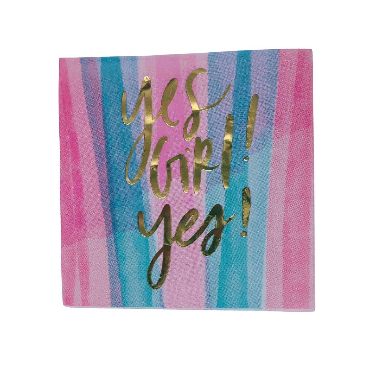 Yes Girl Yes Beverage Napkins in Watercolor Design | Multicolor Cocktail Party Paper Napkin | 5" x 5"
