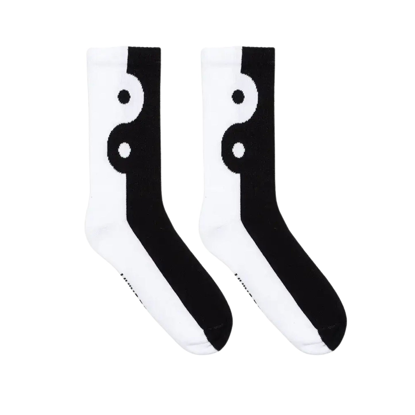 Yin Yang-Black & White Classic Crew Socks with Ribbed Tubing | Seamless Toe Seam Novelty Socks