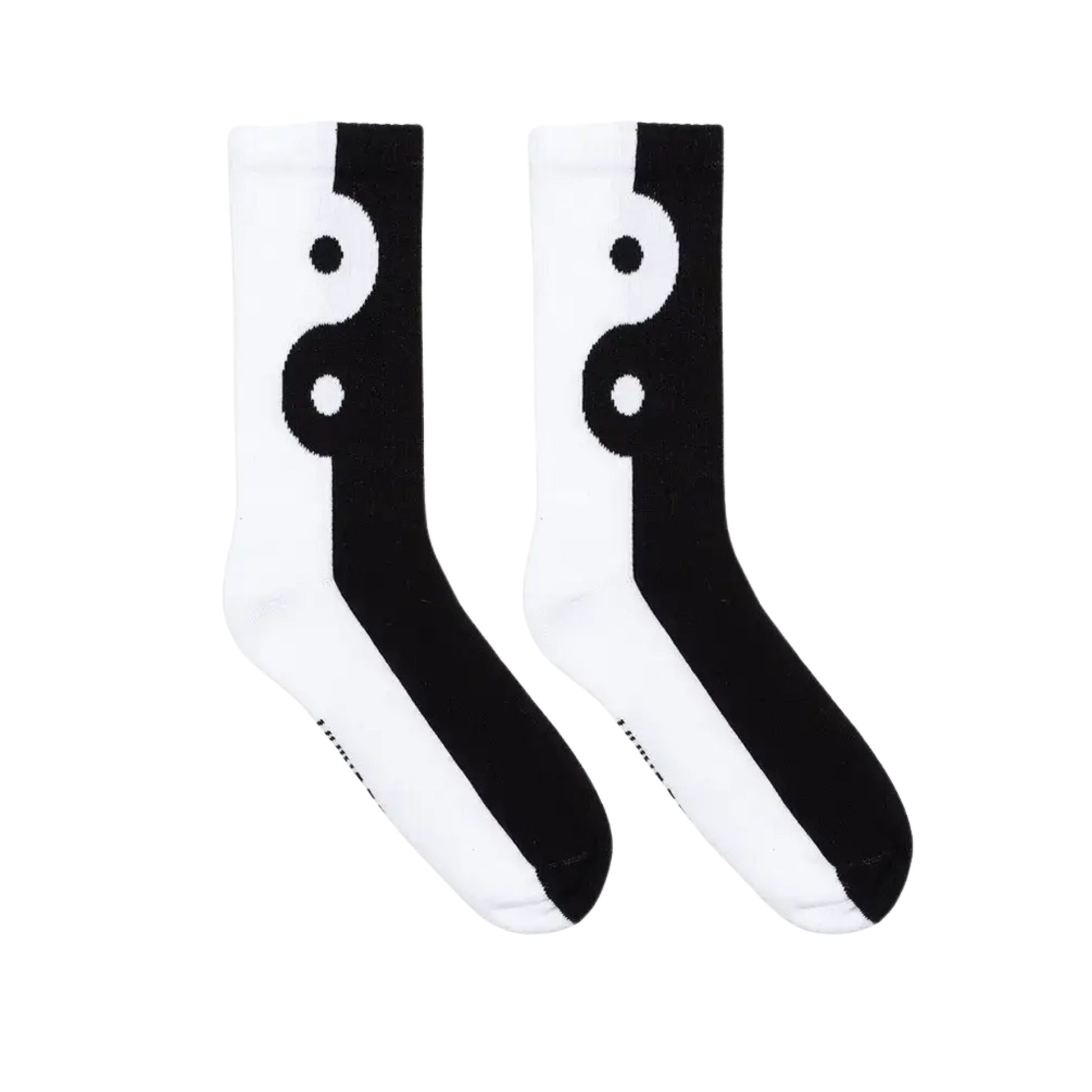 Yin Yang-Black & White Classic Crew Socks with Ribbed Tubing | Seamless Toe Seam Novelty Socks