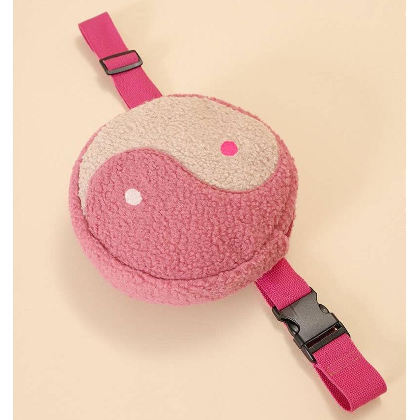 Yin Yang Crossbody Bag in Pink Plush | Crossbody Purse with Hot Pink Strap