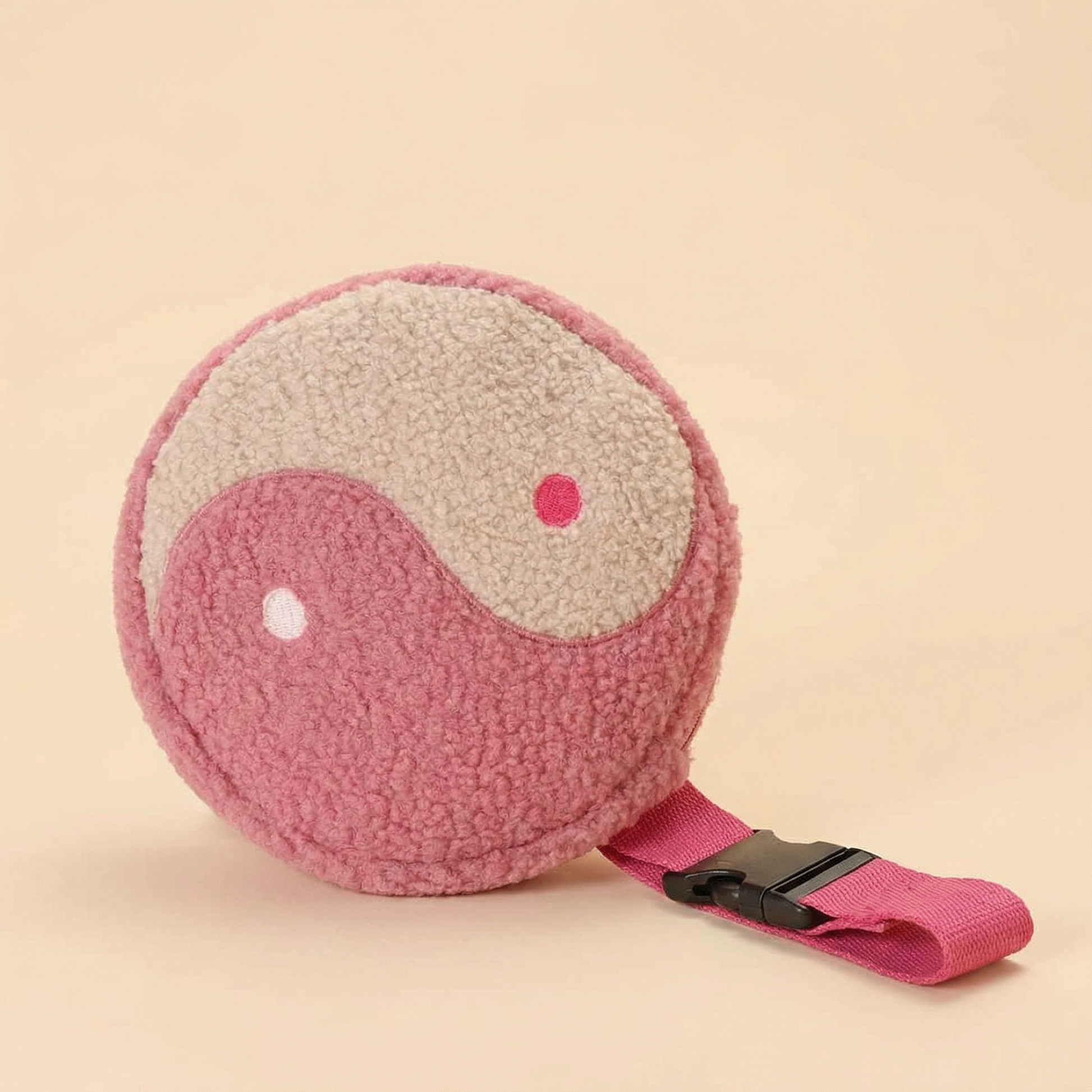 Yin Yang Crossbody Bag in Pink Plush | Crossbody Purse with Hot Pink Strap